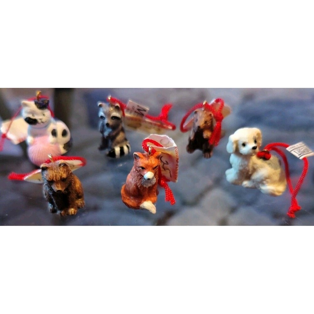 Vintage Set Of 6 Resin Mini Animals Ornaments  Midwest Cannon Falls